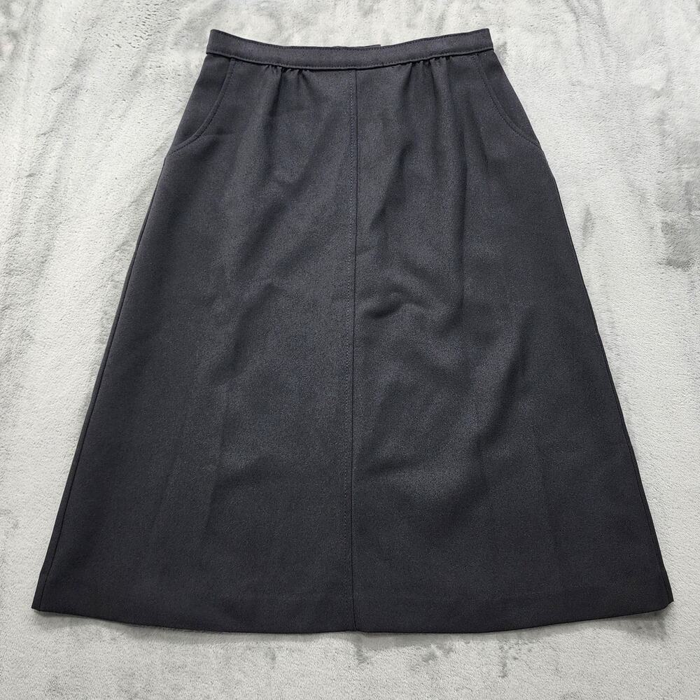 Vintage 70s Levi's Skirt Womens 14‎ Black Polyester High Rise A-Line Back Zip